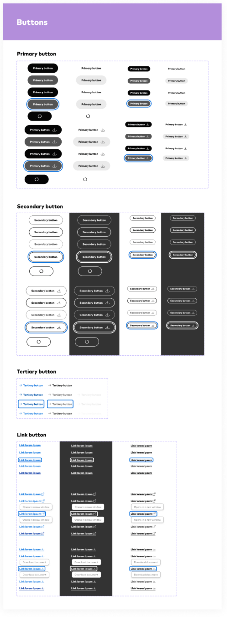 Nebula button component states