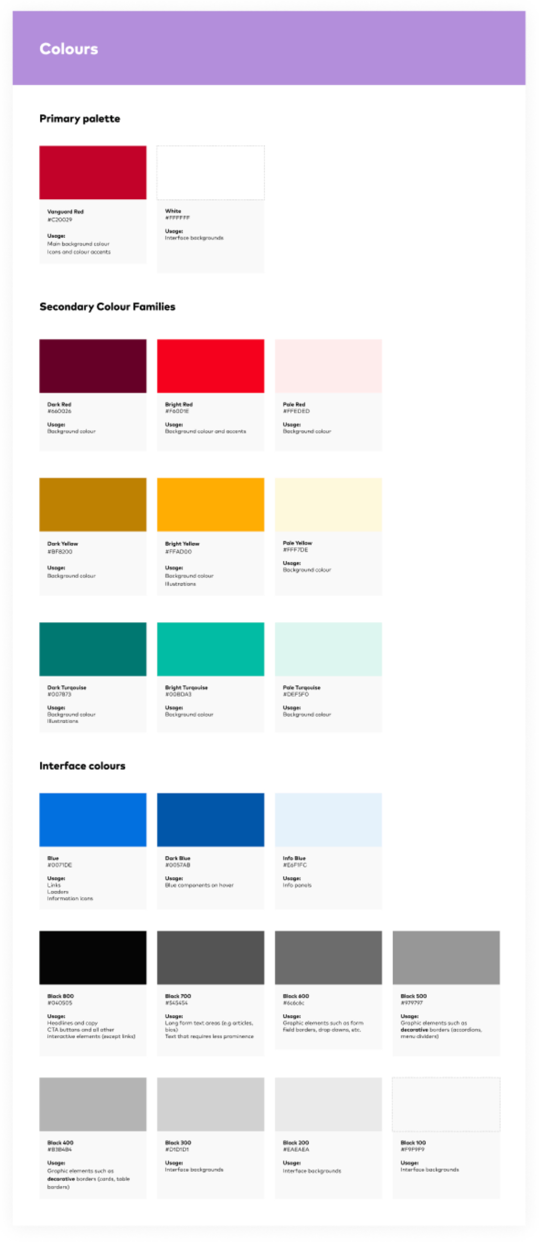 Nebula colour palette