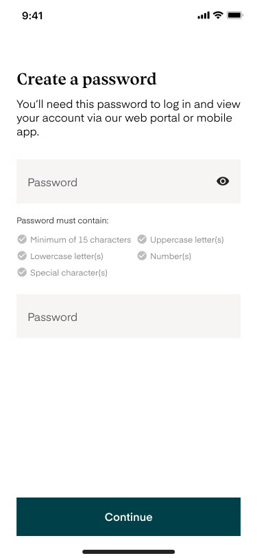 Create a password, validating live