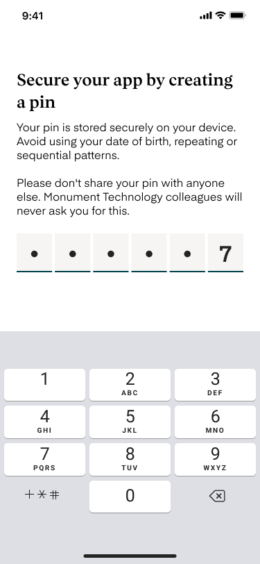 Secure your app by creating a pin